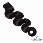 Burmese Raw Body Wave Hair bundle by Her Hair Company, natural straight hair with soft waves, standard bundle size.