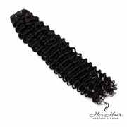 Burmese Raw Deep Curly Hair bundle by Her Hair Company featuring natural, textured deep curly hair extension.
