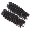 Deep curly crochet hair bundle by Her Hair Company, showing thick, textured virgin crochet hair with deep curls.