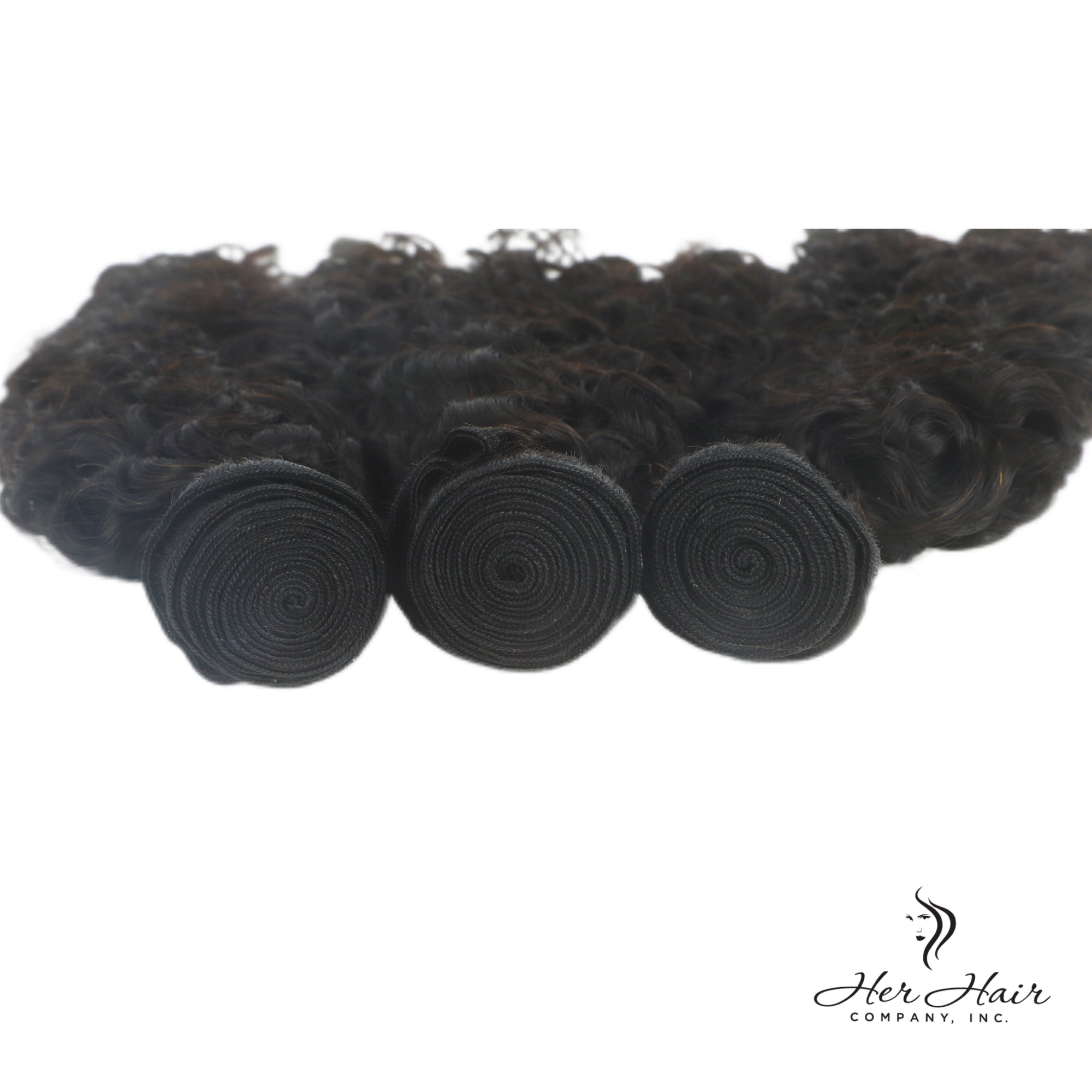 Brazilian Water Wave hair bundles by Her Hair Company, featuring four standard bundles with wavy, textured hair for natural volume and style.
