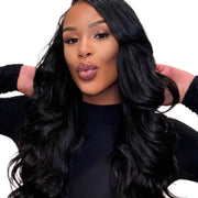 Burmese Raw Loose Deep Wave Hair 4 Bundle Deal by Her Hair Company, showing silky, wavy hair bundles in natural shades.