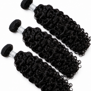 Brazilian Water Wave Hair 3 Bundle Deal from Her Hair Company with 16, 18, and 20-inch standard bundles, natural wavy texture.