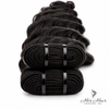 Three bundles of Burmese Raw Loose Deep Wave Hair from Her Hair Company, showcasing natural wave texture and bundle packaging.