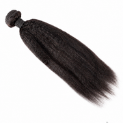 Brazilian kinky straight hair bundle from Her Hair Company, natural black, full length, smooth and straight hair texture.