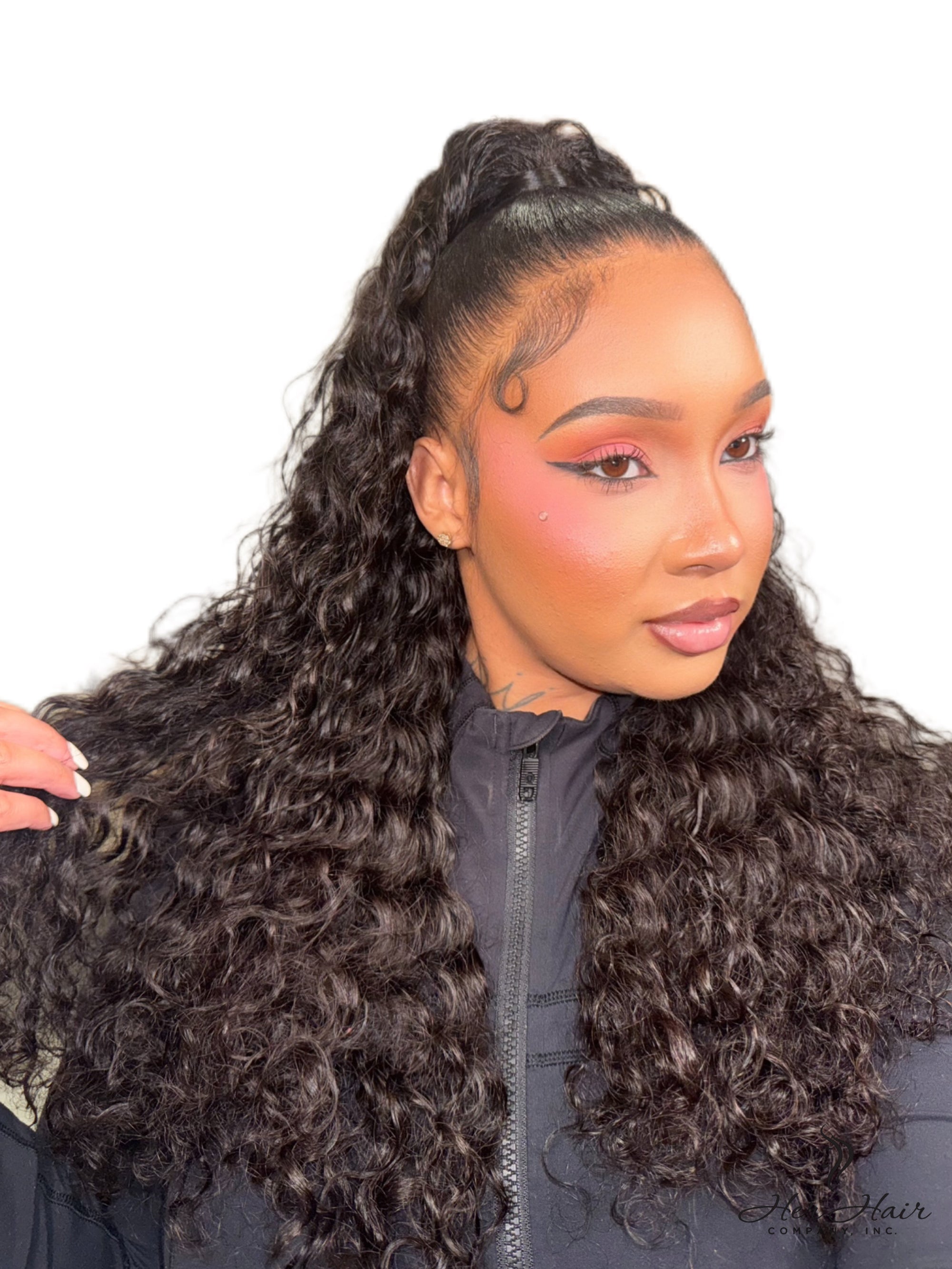 Burmese raw deep wave hair bundle from Her Hair Company, showing textured, natural deep wave pattern and rich brown color.