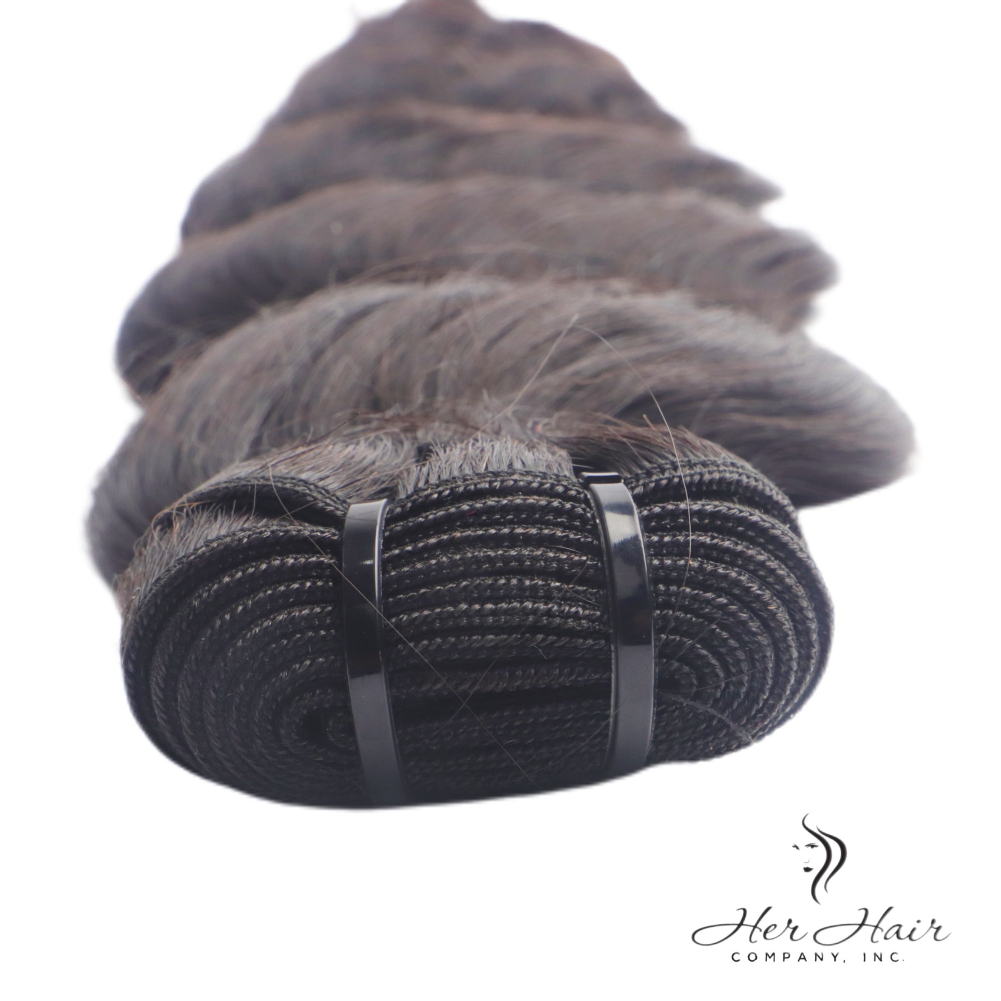Burmese raw loose deep wave hair bundle from Her Hair Company, showing natural deep wave texture and rich color.