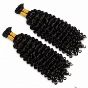 Deep curly bulk hair bundle from Her Hair Company, standard size, showcasing rich, voluminous deep curly hair style.