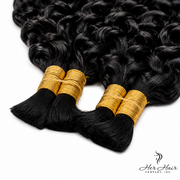 Deep curly bulk hair bundle by Her Hair Company, natural black standard pack with full textured curls for versatile styling.