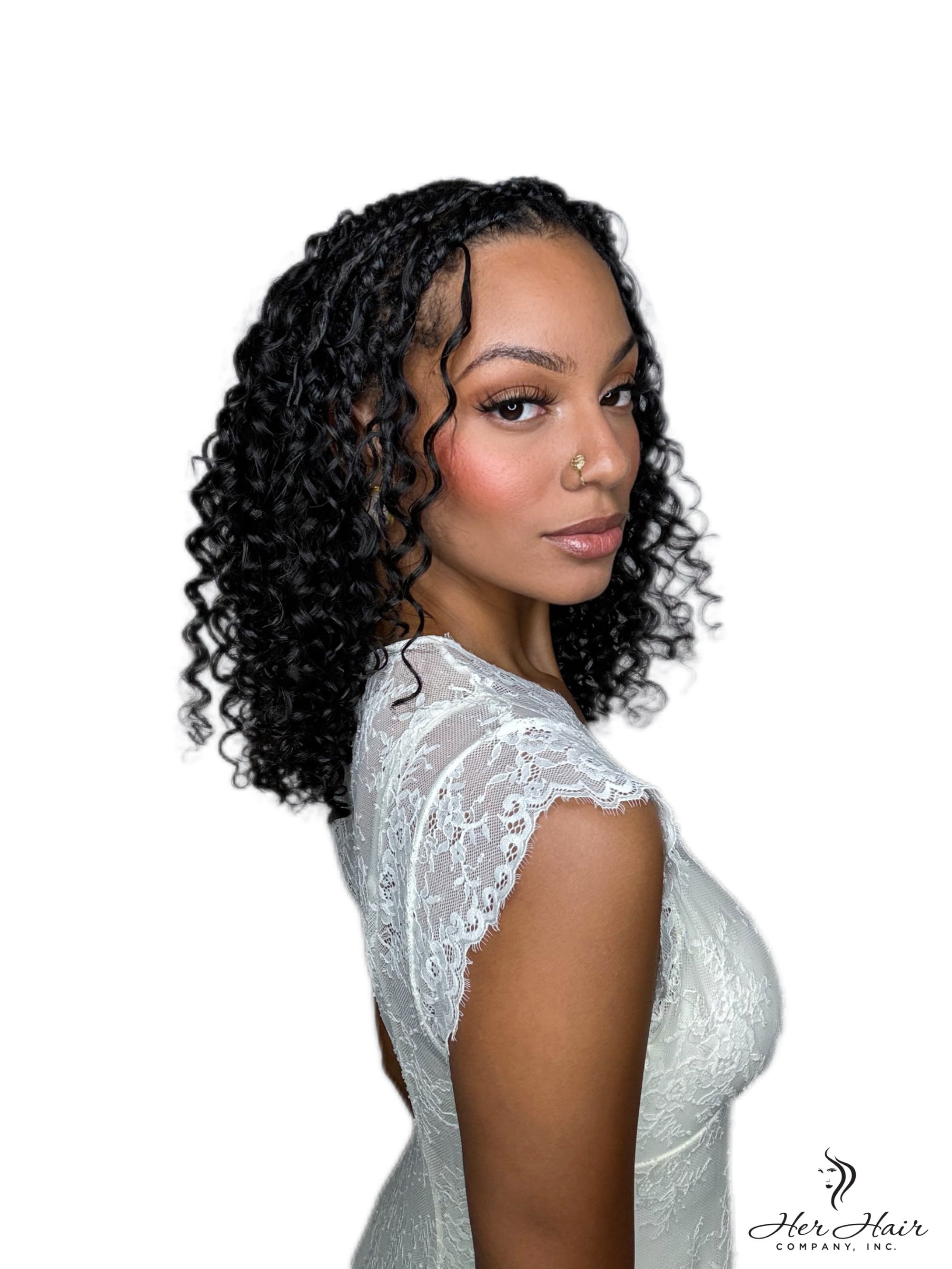 Deep curly bulk hair bundle by Her Hair Company, natural virgin deep curly hair for weaves and extensions.