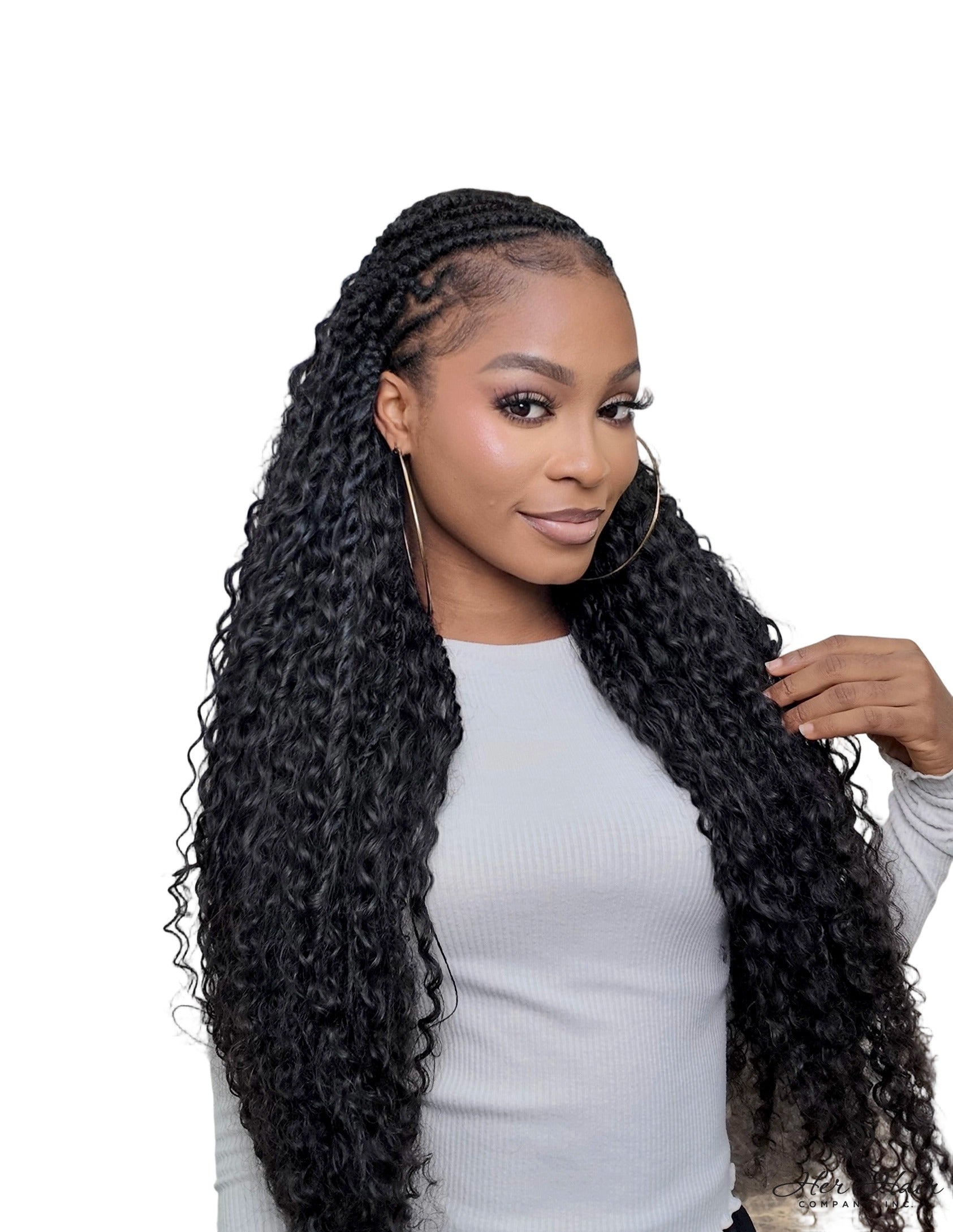 Virgin deep curly bulk hair from Her Hair Company, standard bundle with lush, natural deep curly texture for versatile styling.