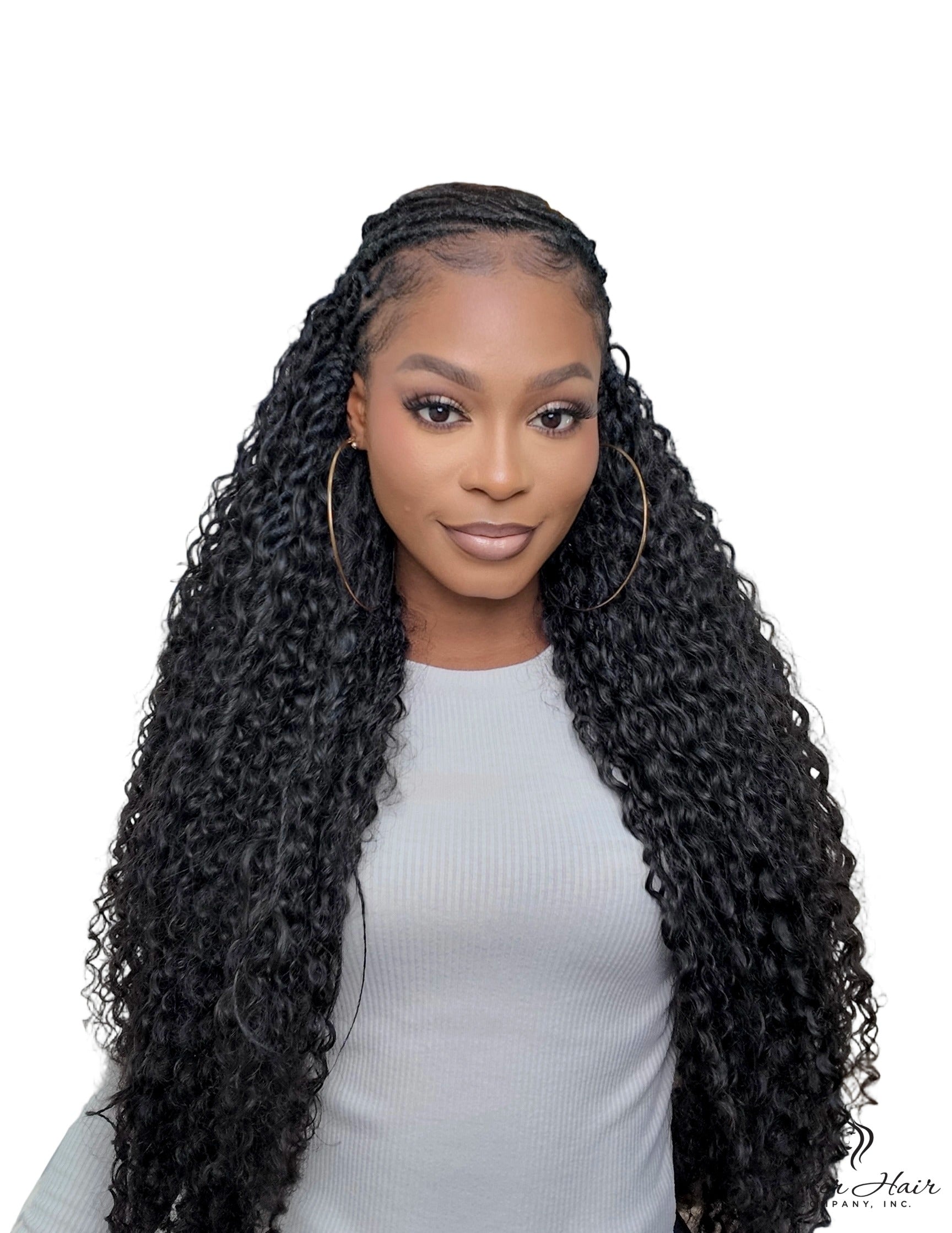 Deep curly bulk hair from Her Hair Company, virgin standard bundle showing thick, voluminous deep curly hair strands.