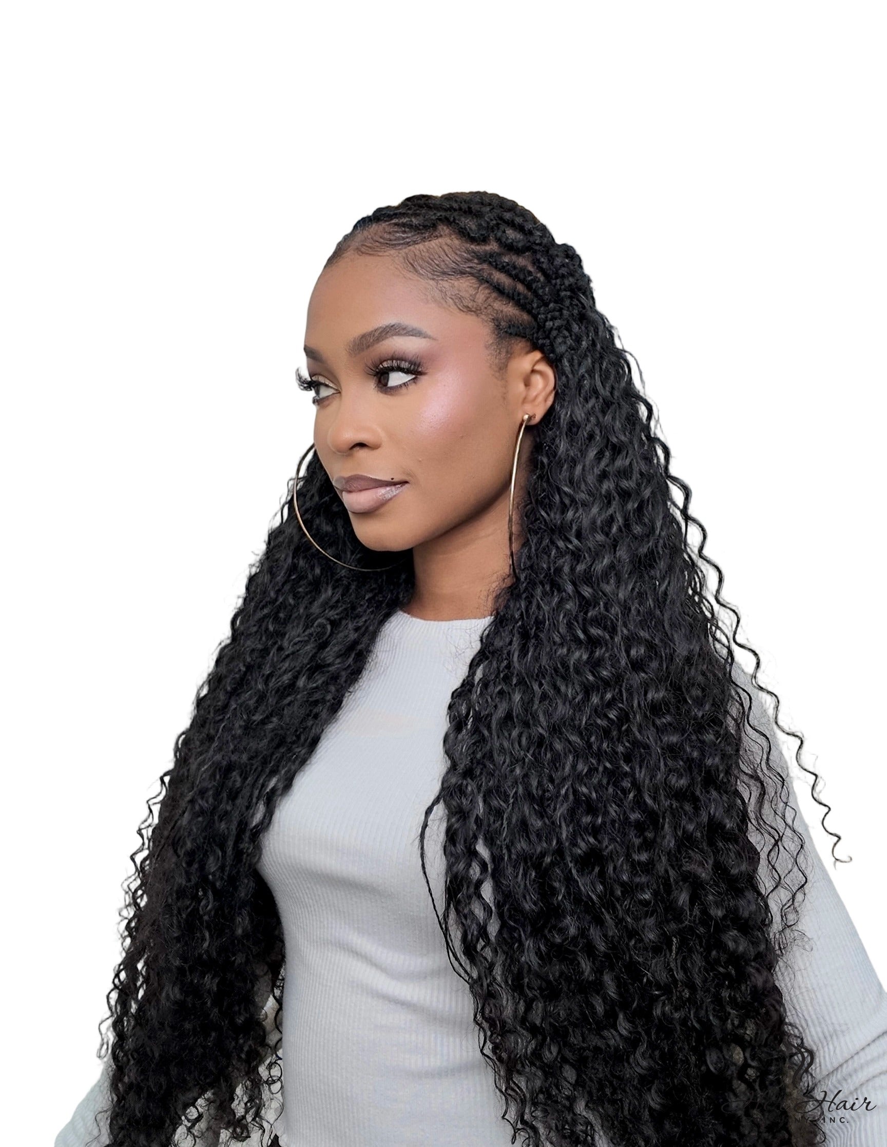 Virgin deep curly bulk hair in a standard bundle from Her Hair Company, showing thick, natural deep curls.