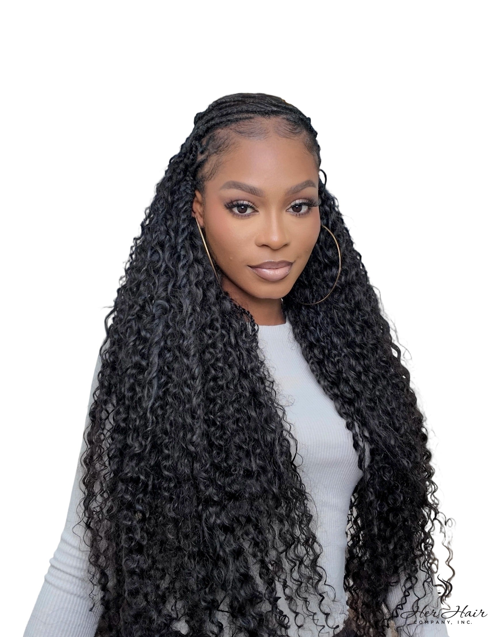Deep curly bulk hair bundle from Her Hair Company, showcasing natural virgin deep curly hair for weaves and extensions.