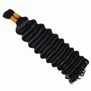 Deep Wave Bulk Hair Standard Bundle by Her Hair Company, showing 16-inch deep wave texture in natural black color.
