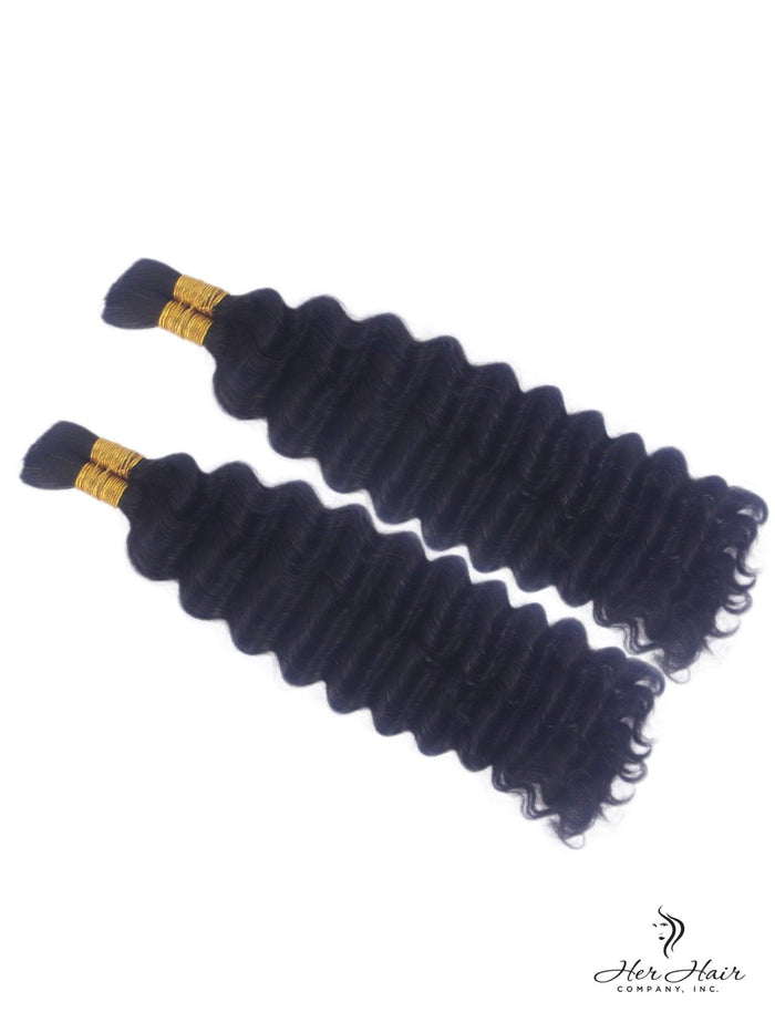 Deep Wave Bulk Hair Standard Bundle from Her Hair Company showing tightly curled, natural deep wave hair bundle.
