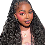 Deep wave bulk hair in a standard bundle from Her Hair Company, showcasing soft, wavy hair strands in a natural dark color.