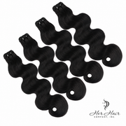 Her Hair Company Brazilian Double Drawn Hair 4 Bundle Deal with straight 18-inch bundles, full and thick hair extensions.