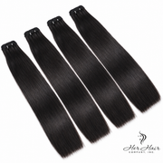 Brazilian Double Drawn Hair 4 Bundle Deal from Her Hair Company, straight 18-inch bundles displayed in a natural hair arrangement.