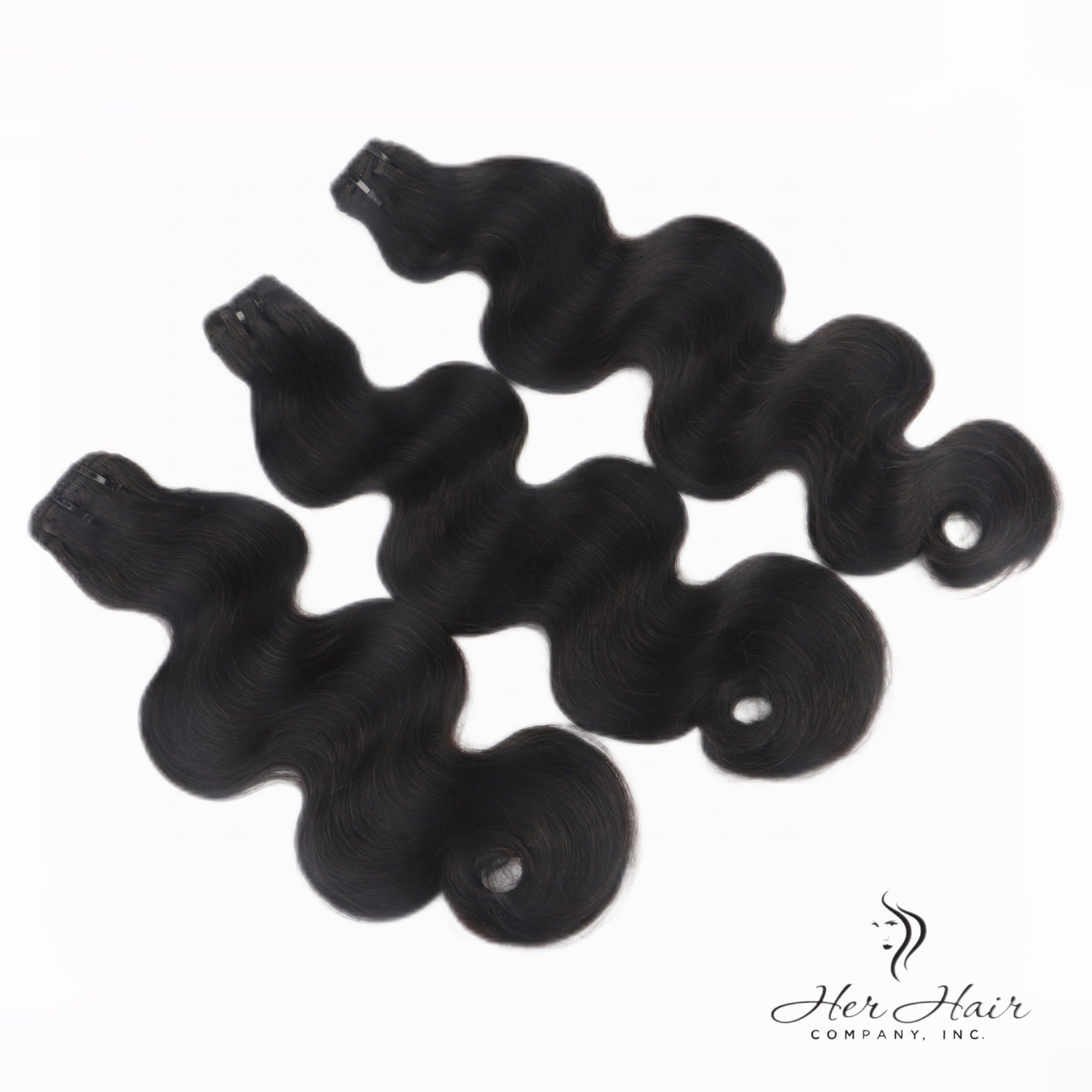 Brazilian Double Drawn Hair 3 Bundle Deal from Her Hair Company, showing straight, full bundles of high-quality hair for extensions.