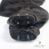 Her Hair Company Brazilian double drawn hair bundles, standard 3 bundle deal, showing straight, thick hair extensions in natural color.