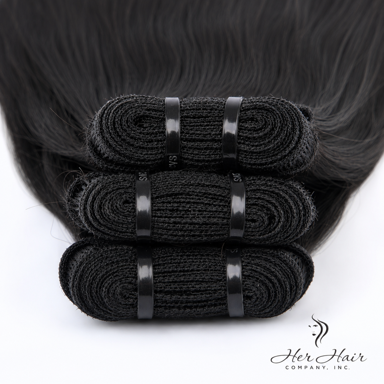 Brazilian Double Drawn Hair Standard Bundle by Her Hair Company, 18-inch straight hair bundle with full, thick strands.