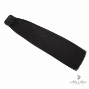 Her Hair Company Brazilian double drawn hair bundle, 18-inch straight standard bundle, with thick, full hair strands visible.