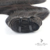 Her Hair Company Brazilian Double Drawn Hair bundle showing thick, straight hair with natural shine and full length.