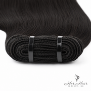 Brazilian double drawn hair bundle by Her Hair Company, straight 18-inch standard bundle with full, thick hair.