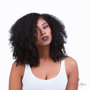 Brazilian kinky curly 4x4 HD lace closure from Her Hair Company, standard frontal closure with natural kinky curly texture.