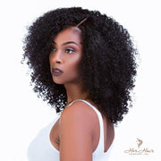 Brazilian Kinky Curly 4x4 HD lace closure by Her Hair Company, standard frontal with natural kinky curly texture.