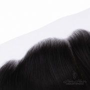 Brazilian straight 13x4 HD lace frontal from Her Hair Company, showcasing natural hair texture and transparent lace closure.