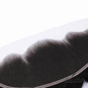 Brazilian straight 13x4 HD lace frontal by Her Hair Company, showing the natural hairline and lace closure for seamless styling.