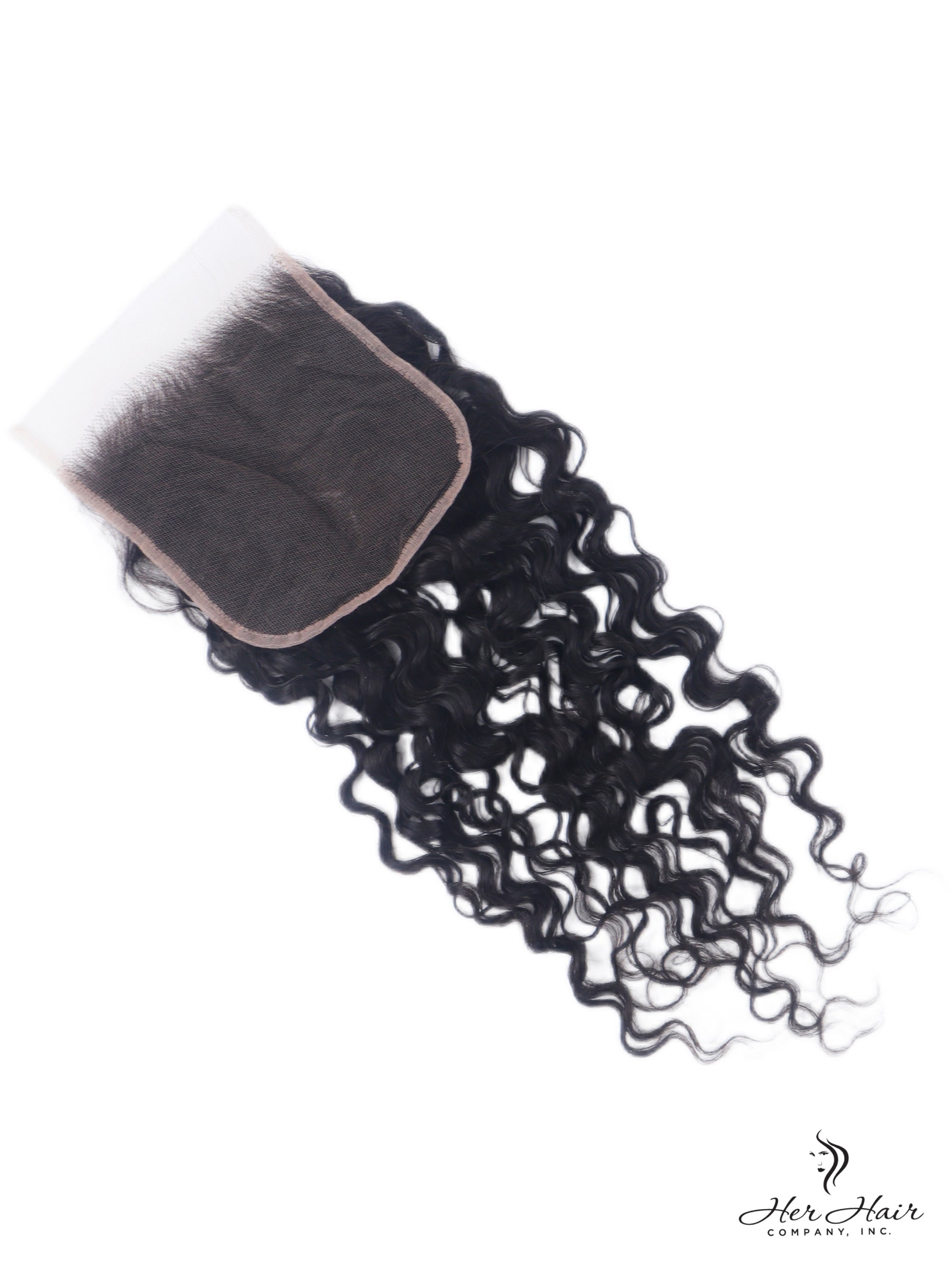 Brazilian Water Wave 5x5 HD lace closure from Her Hair Company, showing the natural water wave pattern on the closure.