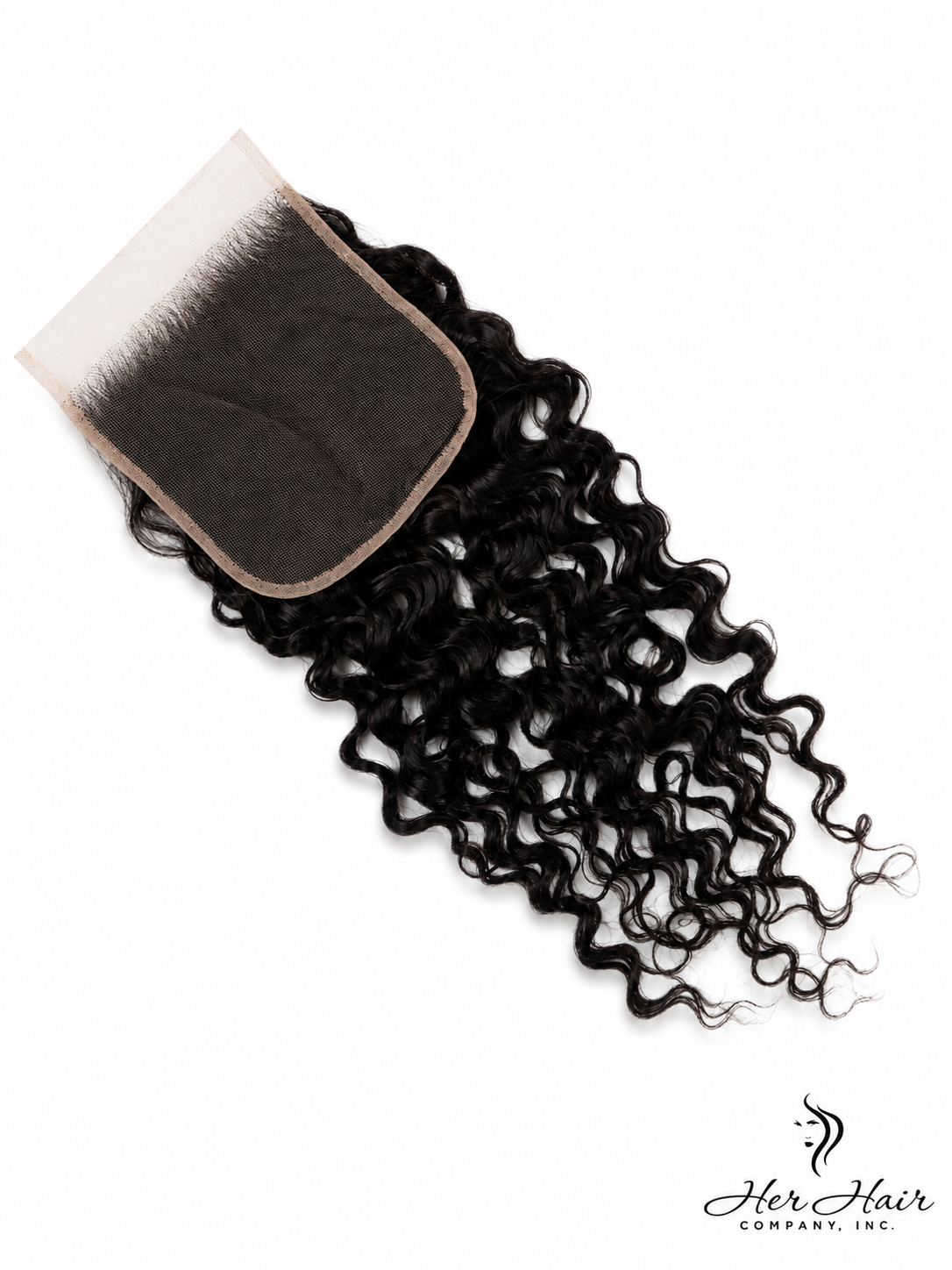 Brazilian Water Wave 5x5 HD Lace Closure by Her Hair Company, standard frontal closure with natural water wave texture.