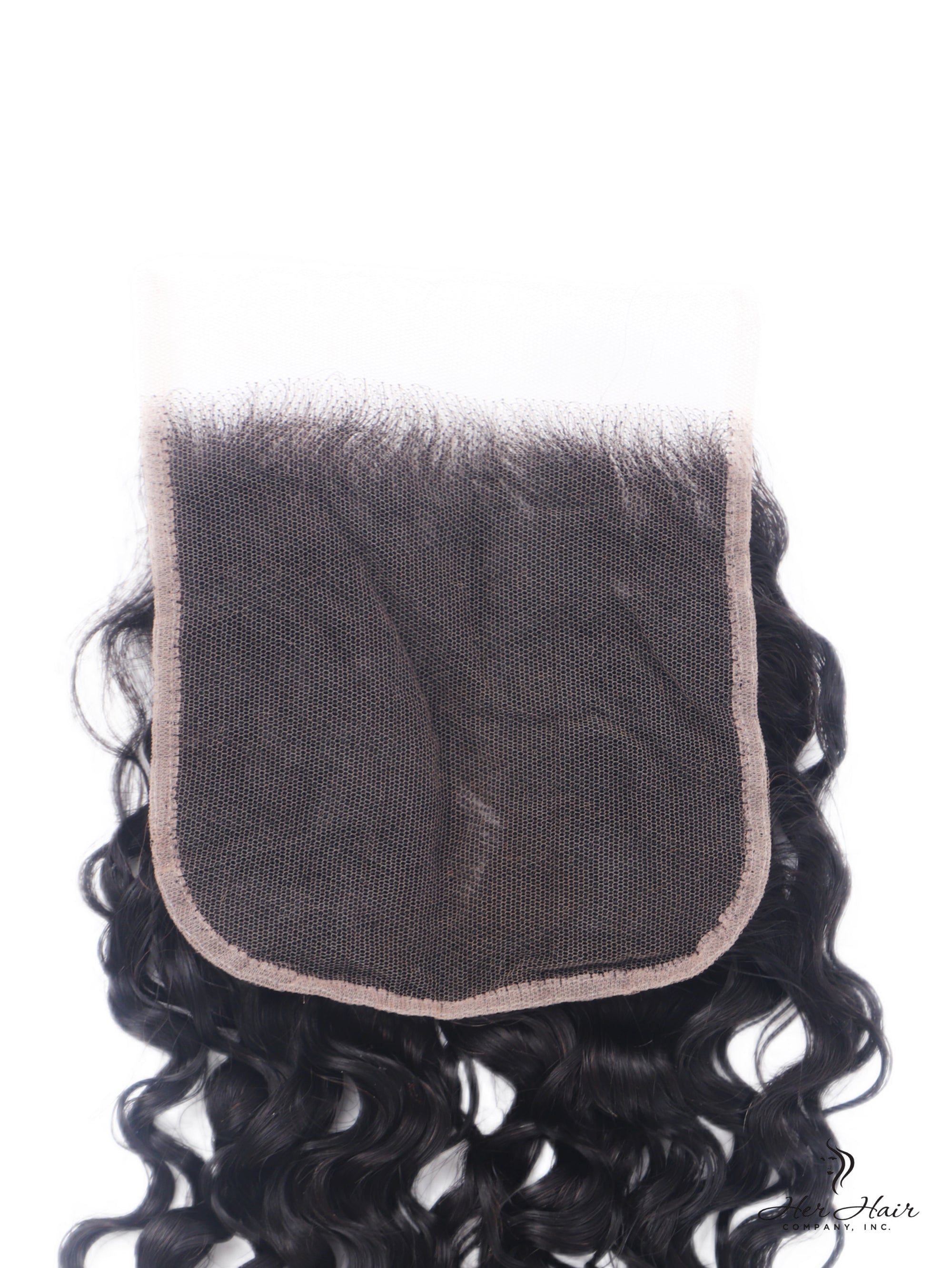 Brazilian Water Wave 5x5 HD lace closure by Her Hair Company featuring natural water wave texture and a 5x5 lace closure.