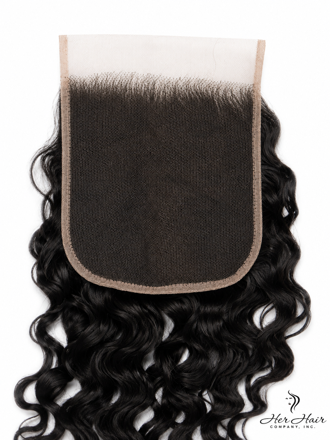 Brazilian Water Wave 5x5 HD Lace Closure from Her Hair Company featuring natural water wave texture and secure lace closure.