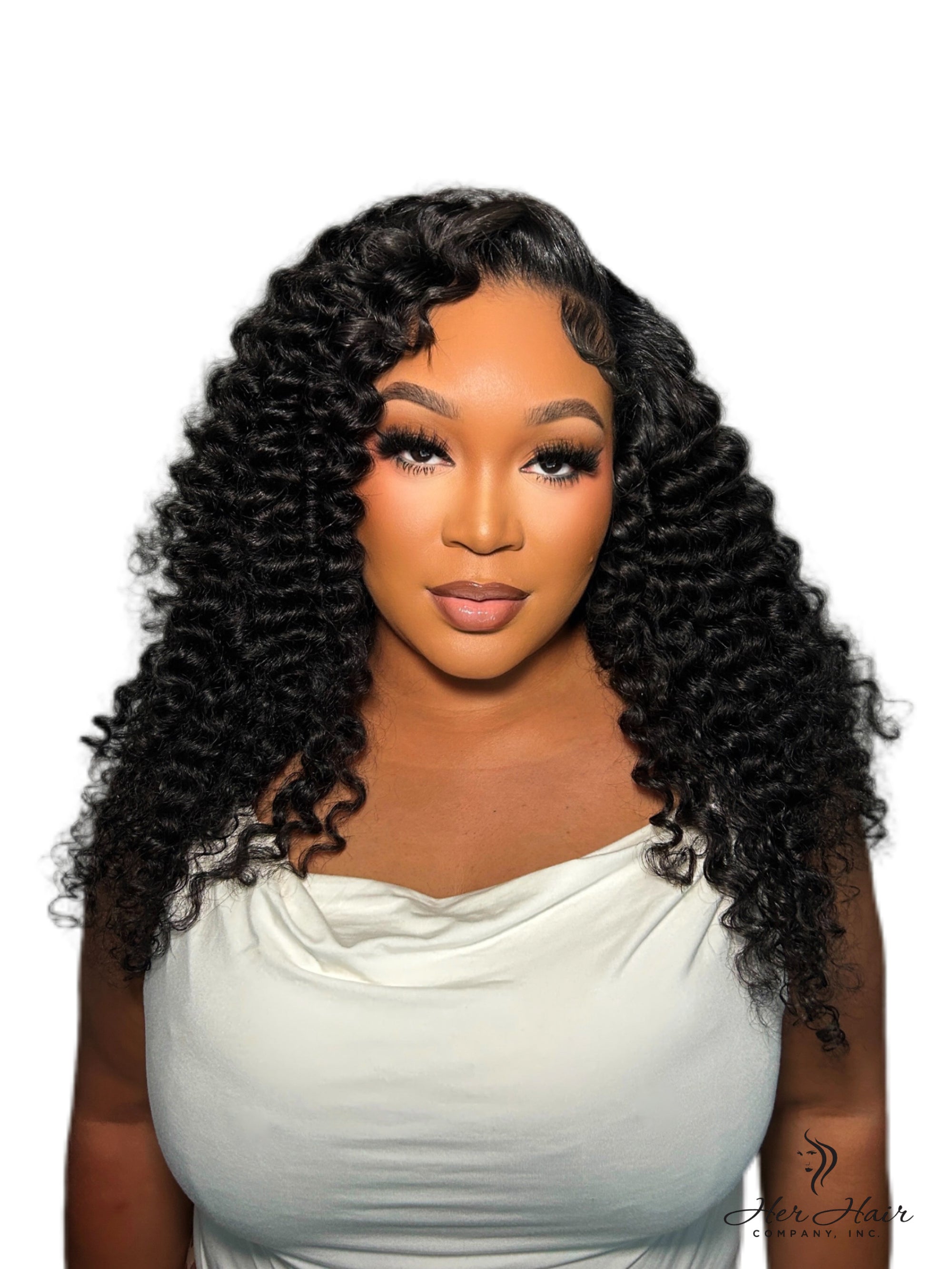 Brazilian Water Wave 13x6 HD lace frontal by Her Hair Company, showing detailed water wave pattern and HD lace texture.