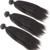 Brazilian kinky straight hair bundles with frontal closure from Her Hair Company, showcasing natural texture and full hair volume.