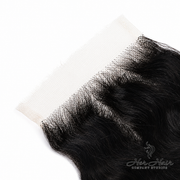 Brazilian Deep Wave 4x4 HD lace closure by Her Hair Company, showcasing natural deep wave pattern and transparent lace detail.