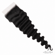 Brazilian Loose Deep Wave 5x5 HD lace closure from Her Hair Company, showing natural deep wave pattern and seamless lace detail.