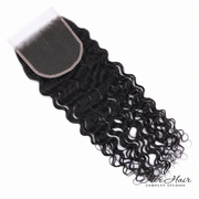 Brazilian raw wavy 5x5 HD lace closure from Her Hair Company, natural hair texture with a standard frontal/closure style.