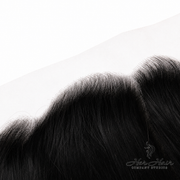 Brazilian straight 13X6 HD lace frontal from Her Hair Company, showing natural hair texture and transparent lace detail.