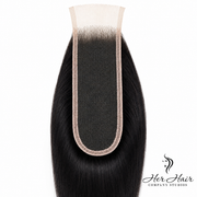 Brazilian straight 2x6 HD lace closure from Her Hair Company, showing a natural-looking lace frontal with sleek straight hair.