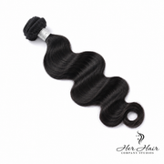 Brazilian Body Wave Hair bundle showing smooth, wavy hair with natural shine and texture, ideal for versatile styling.