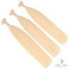 Three bundles of Brazilian 613# hair in a standard bundle deal, showcasing blonde, straight hair extensions.