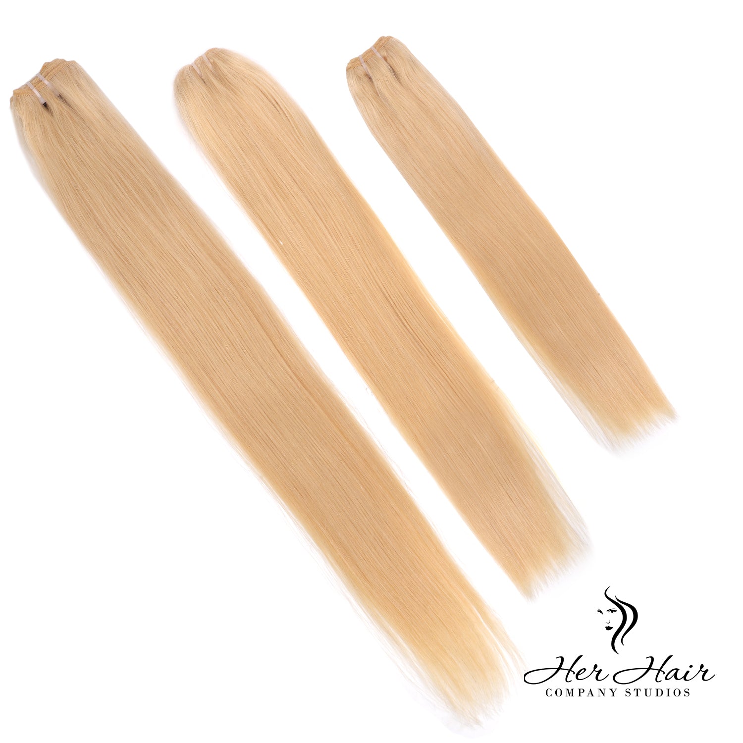 Three bundles of Eurasian 613# hair from vendor-unknown, showing straight blonde hair bundles with soft texture.