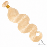 Straight Brazilian 613# hair bundle, natural color, with smooth, shiny strands from vendor-unknown standard bundle.