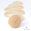 Brazilian 613# hair bundle, natural blonde straight weave, vendor-unknown, showing smooth, shiny hair extension bundle.