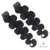 Standard bundle of Brazilian clip-in hair extensions, showing long, thick, natural-looking hair clips for easy attachment.