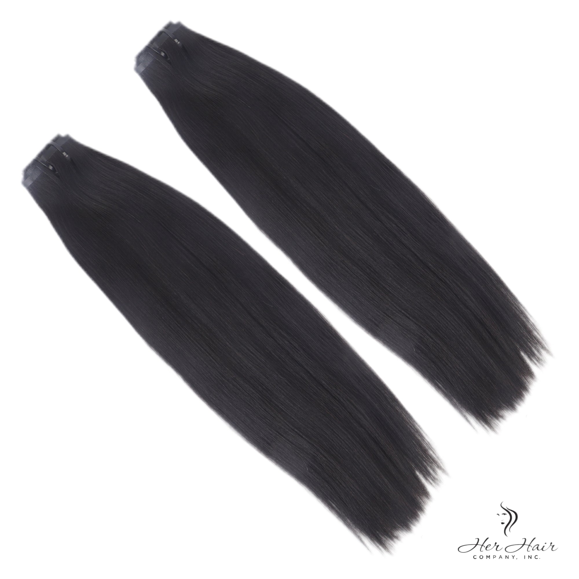 Brazilian clip-in hair extensions in a standard bundle, featuring natural, straight Brazilian hair with clip attachments for easy wear.